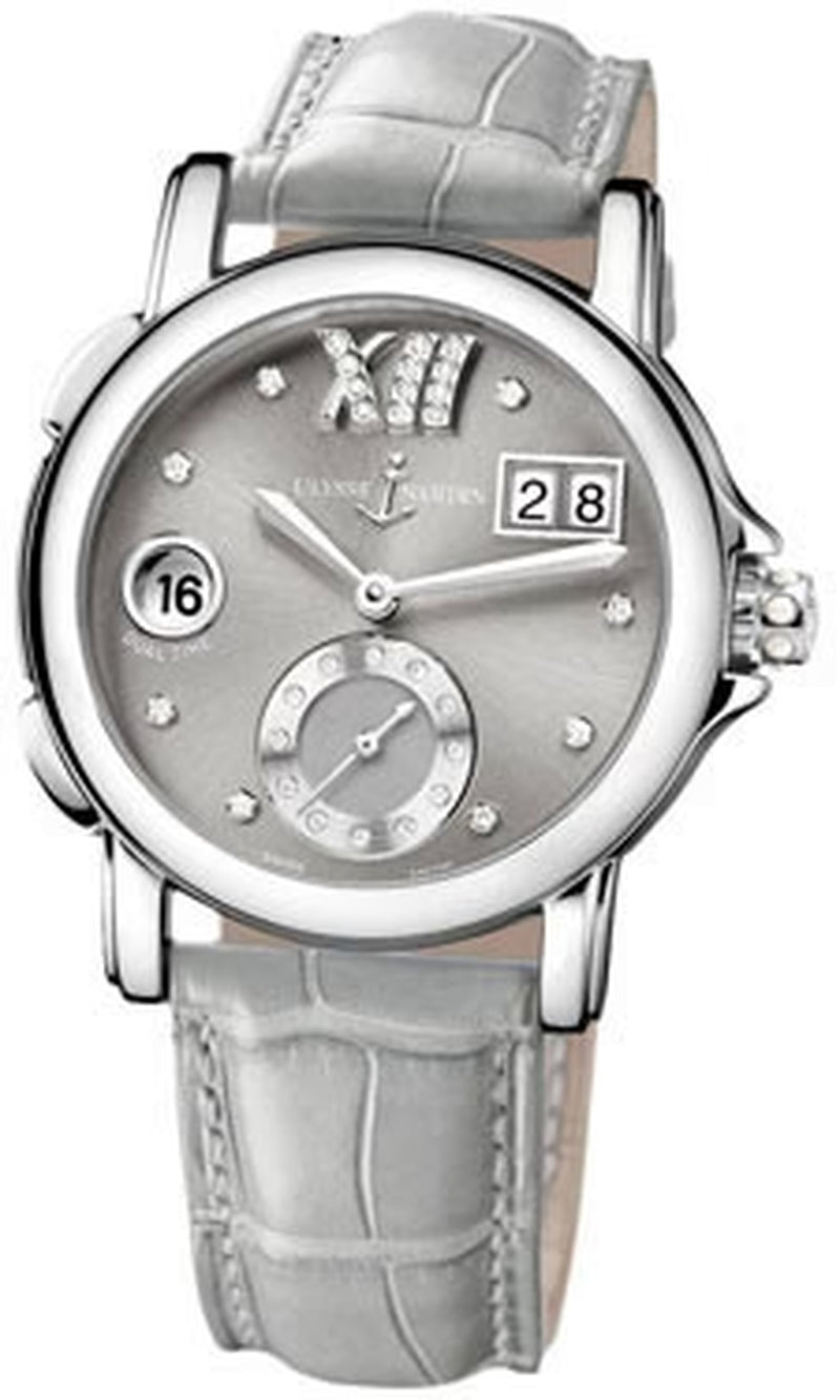 '- Dual Time Lady - Stainless Steel - Leather Strap