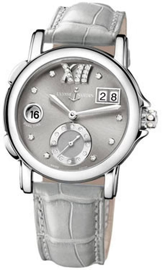 '- Dual Time Lady - Stainless Steel - Leather Strap