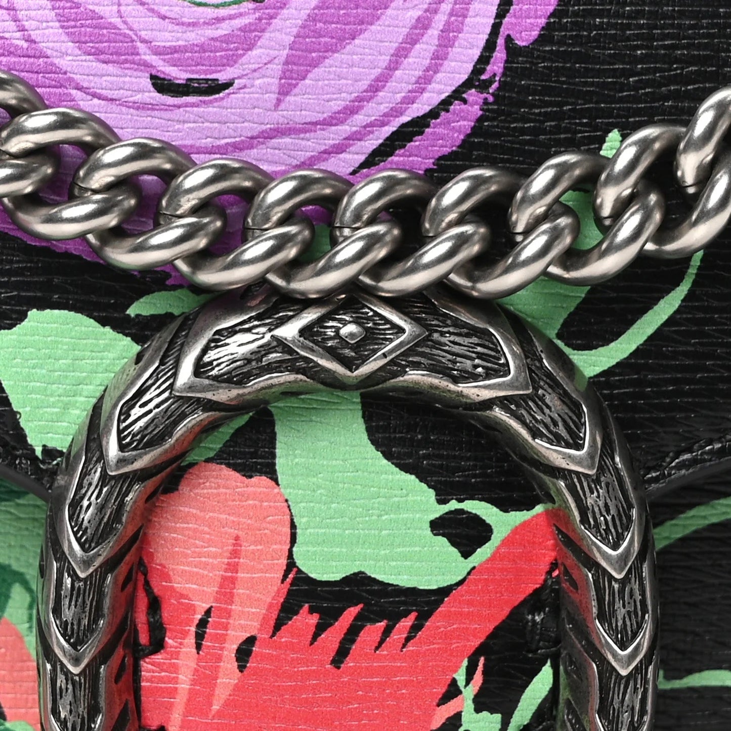 X KEN SCOTT New Shangai Calfskin Jenny Floral Print Small Dionysus Shoulder Bag Black Pink