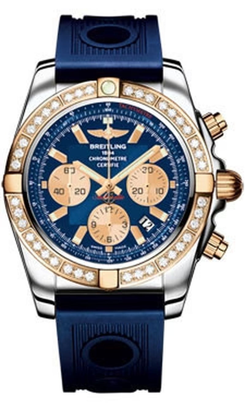 '- Chronomat 44 Steel and Rose Gold 40 Diamond Bezel - Ocean Racer Strap