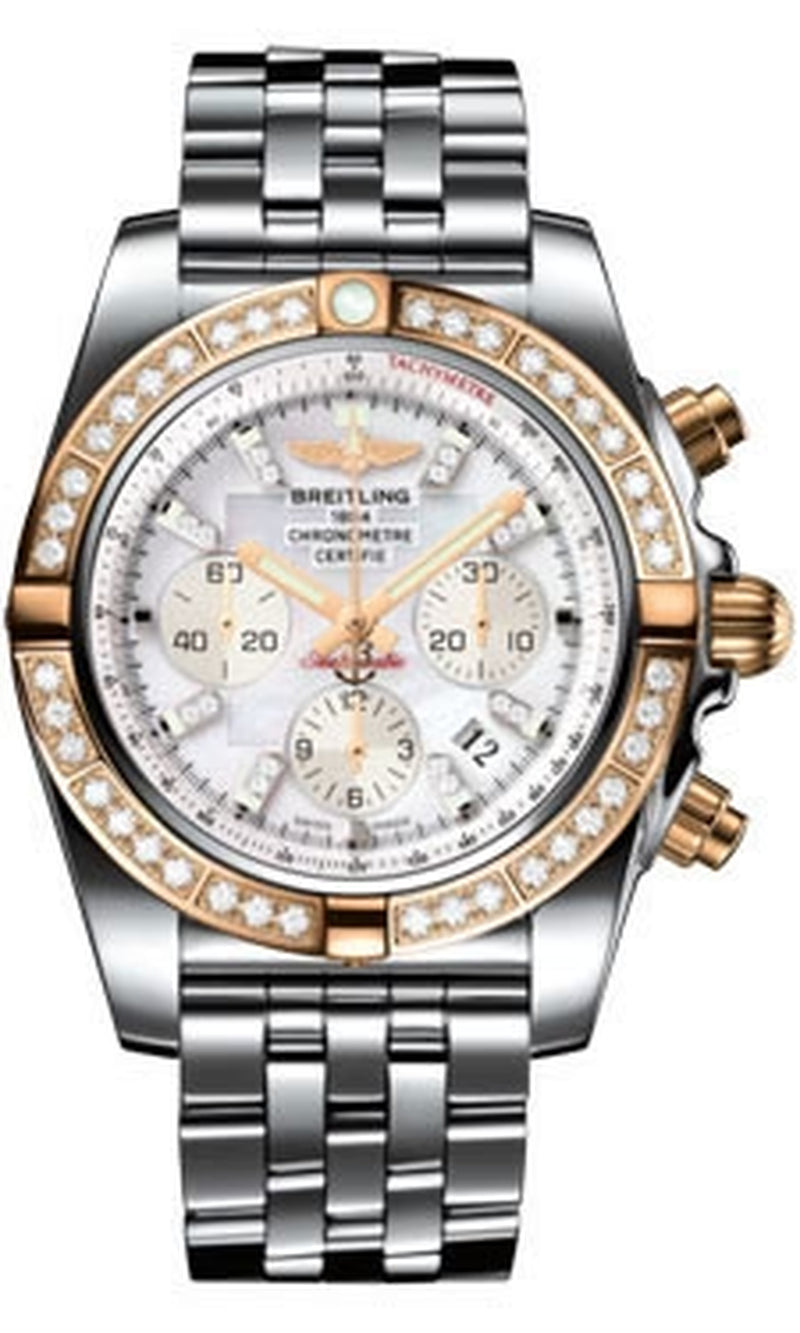 '- Chronomat 44 Steel and Rose Gold 40 Diamond Bezel - Steel Pilot Bracelet