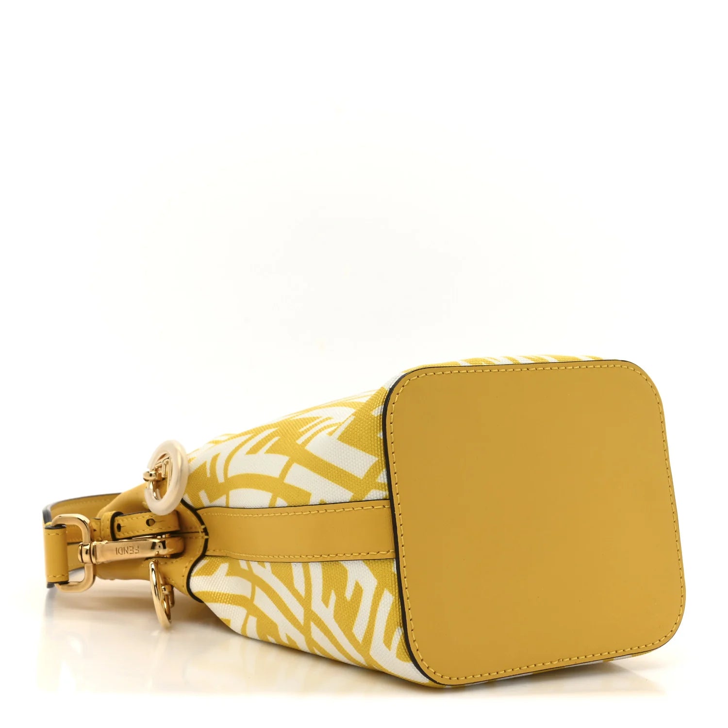 X SARAH COLEMAN Glazed Canvas Vitello King F Is  FF Vertigo Mini Mon Tresor Bucket Bag Mimosa White