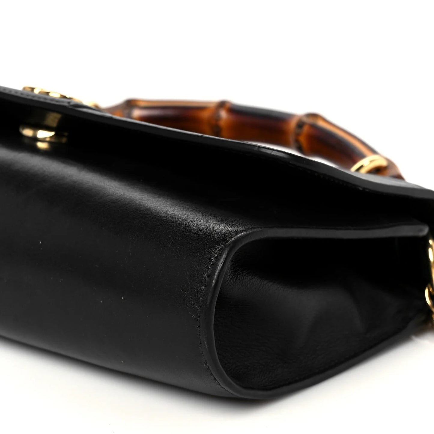 Wonka Grain Calfskin Mini Diana Bamboo Top Handle Shoulder Bag Black