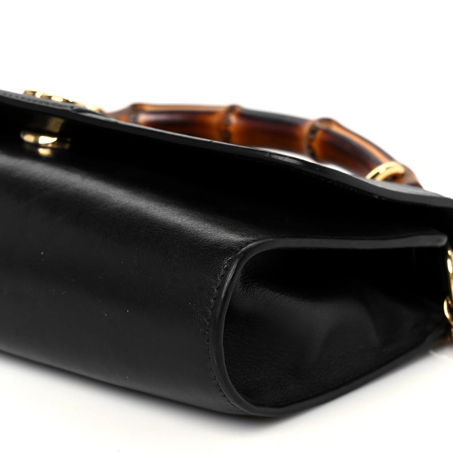 Wonka Grain Calfskin Mini Diana Bamboo Top Handle Shoulder Bag Black