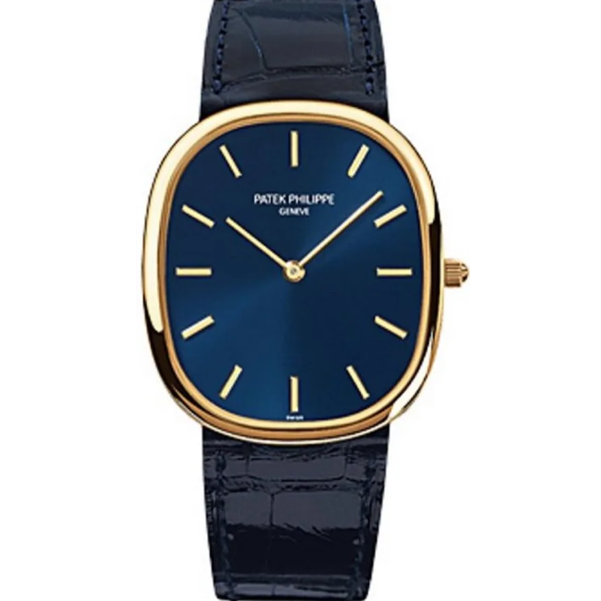 Patek Philippe 3738/100J-012 Golden Ellipse 31.1mm x 35.6mm Blue Dial Yellow Gold