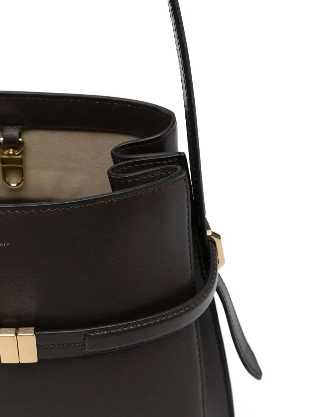 "BELTED LEATHER" BUCKET BAG