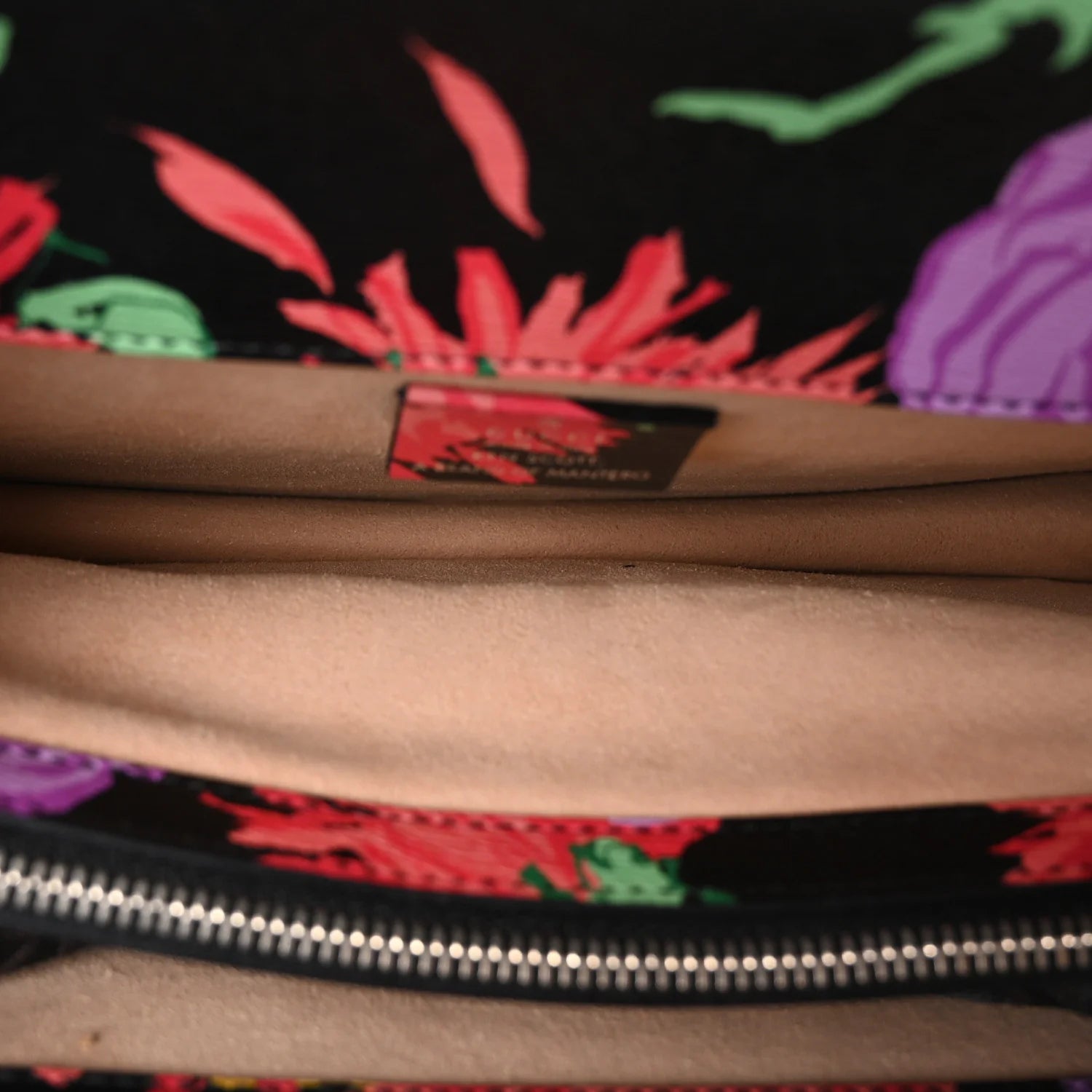 X KEN SCOTT New Shangai Calfskin Jenny Floral Print Small Dionysus Shoulder Bag Black Pink