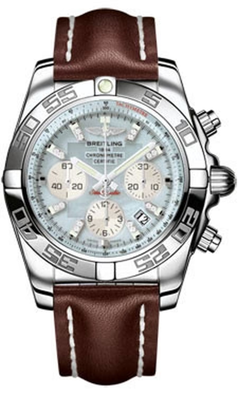 '- Chronomat 44 Steel Polished Bezel - Leather Strap
