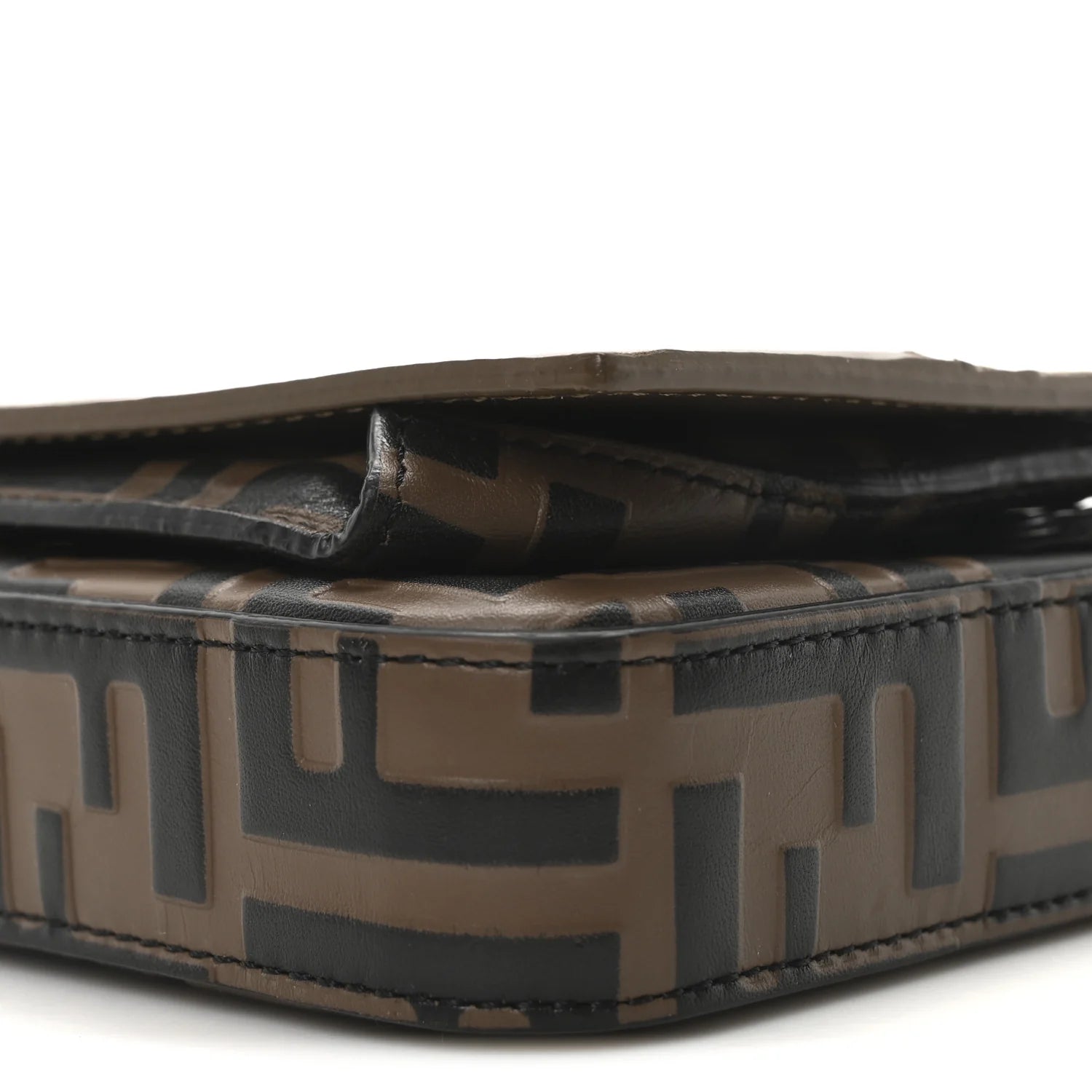 Vitello Soft F Is  Bi-Color FF 1974 Embossed Envelope Wallet on Chain with Pouches Maya Black