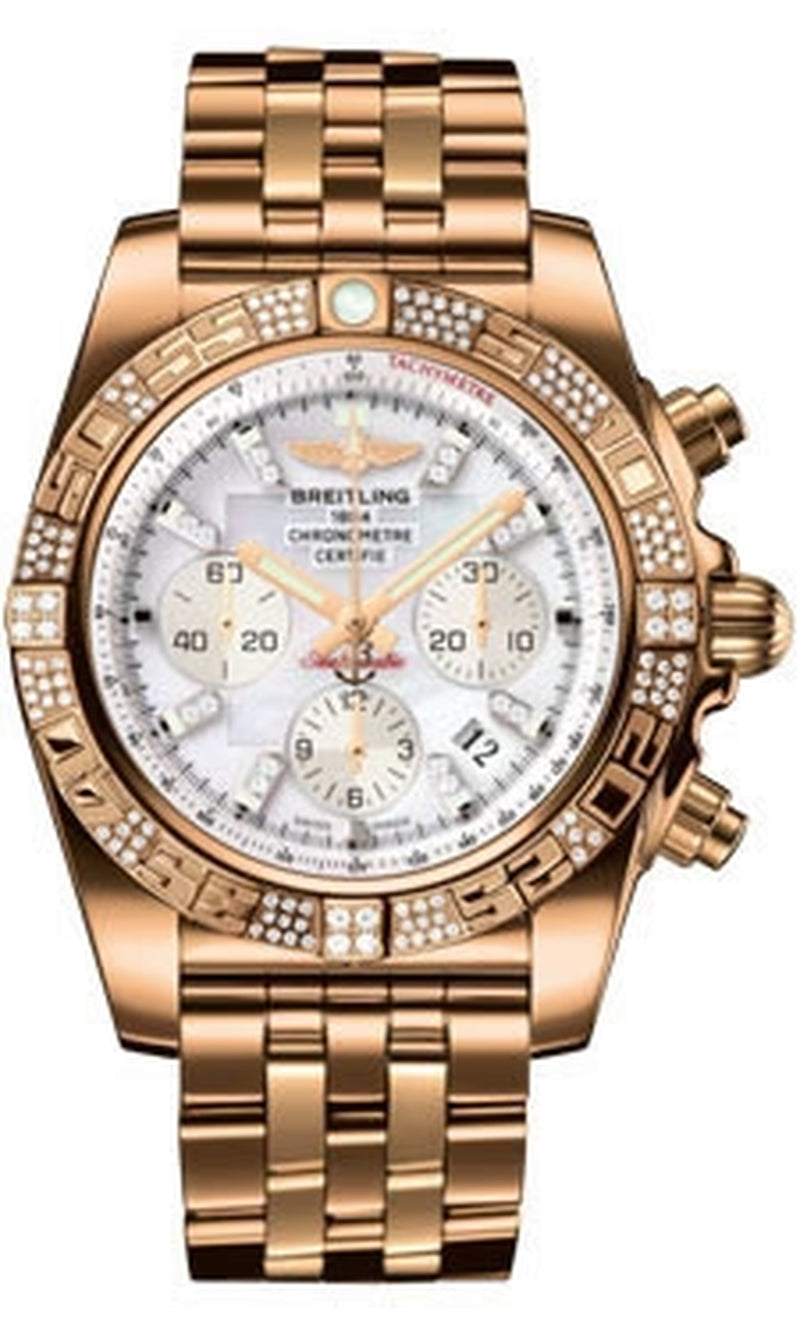 '- Chronomat 44 Rose Gold Diamond Bezel - Pilot Bracelet