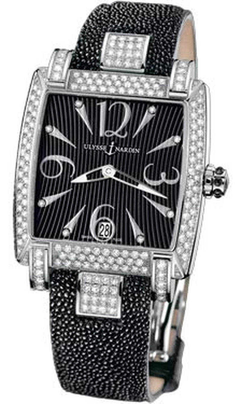 '- Caprice - Stainless Steel - Diamond Bezel - Leather Strap
