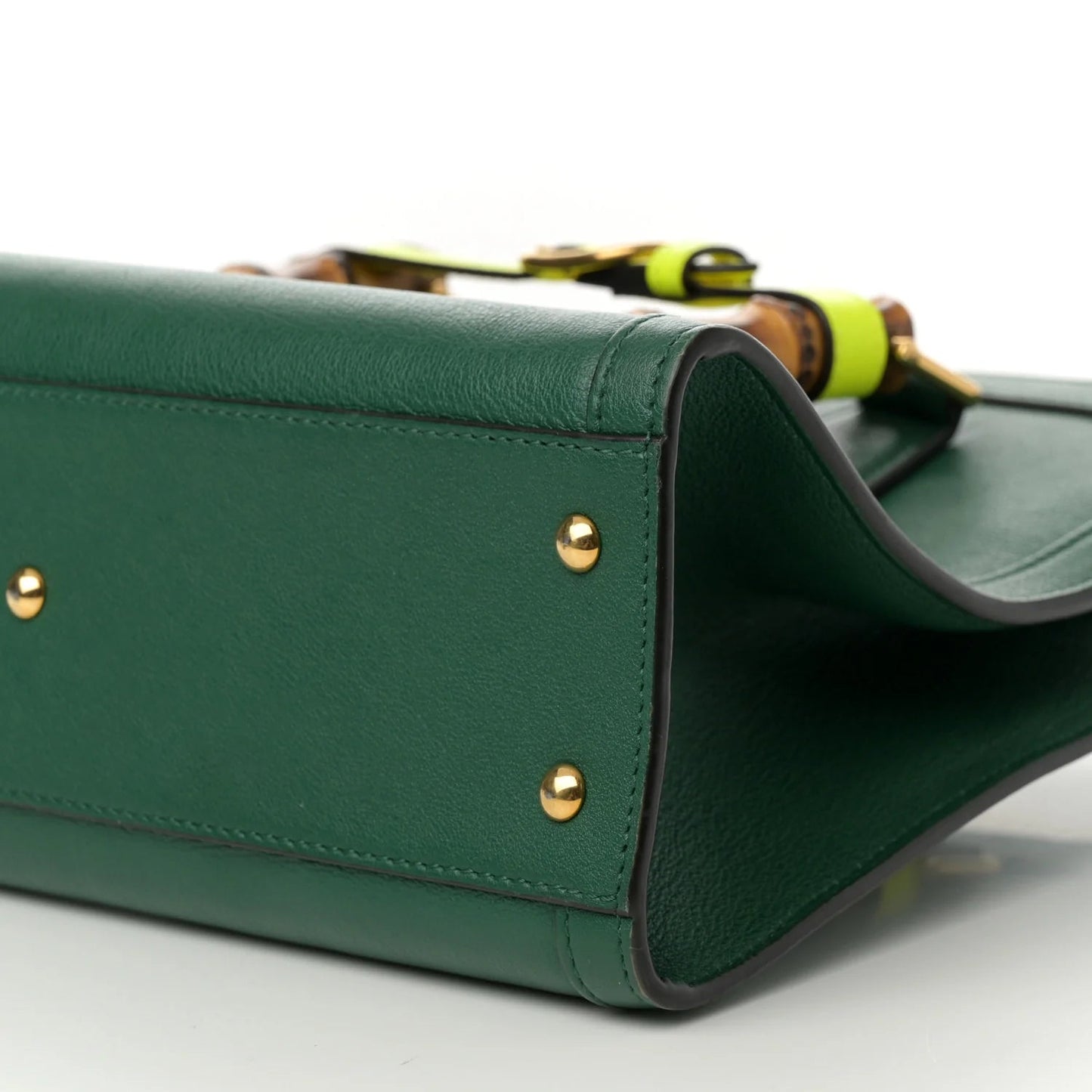 Wonka Grain Calfskin Small Diana Tote Bag Green Yellow Fluo