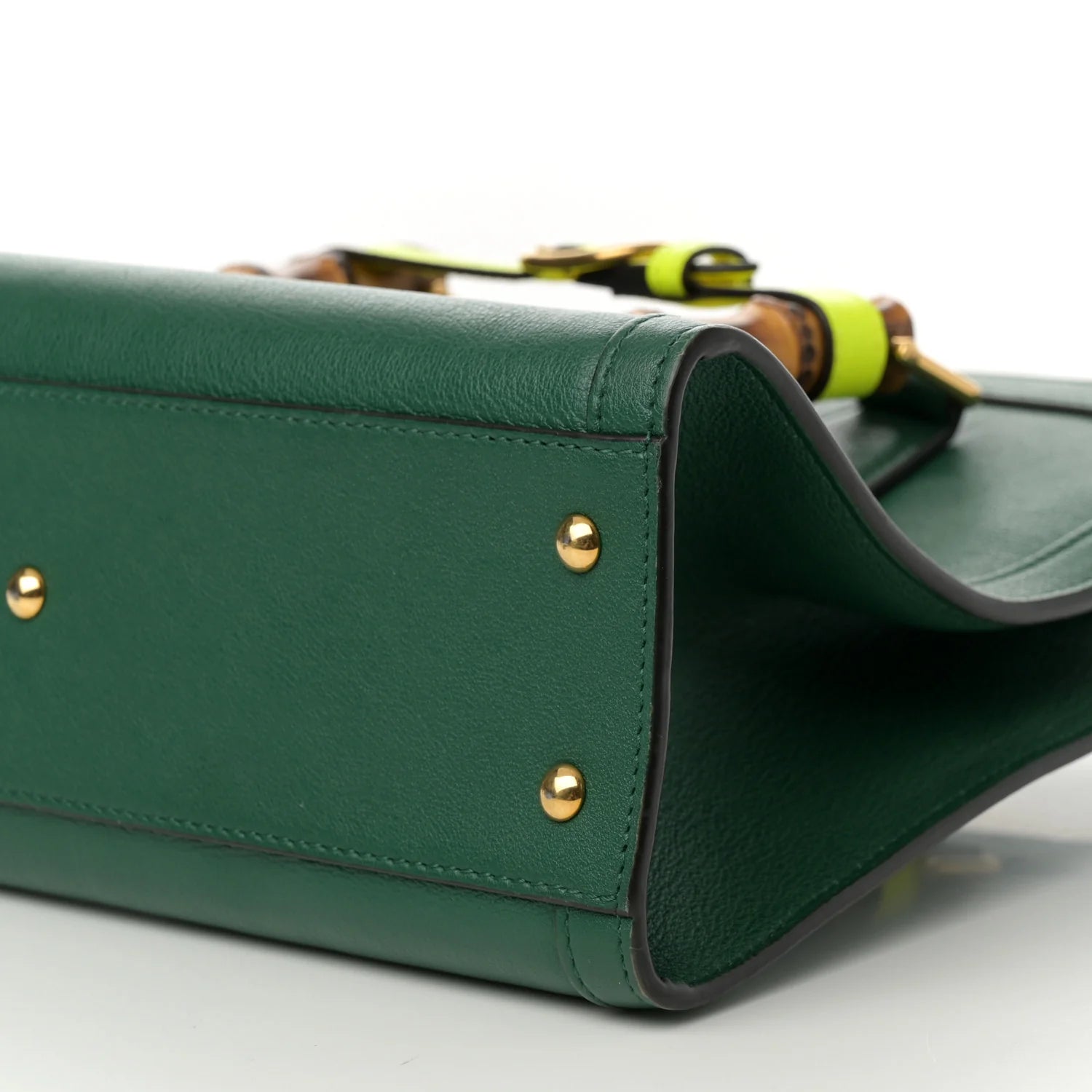 Wonka Grain Calfskin Small Diana Tote Bag Green Yellow Fluo