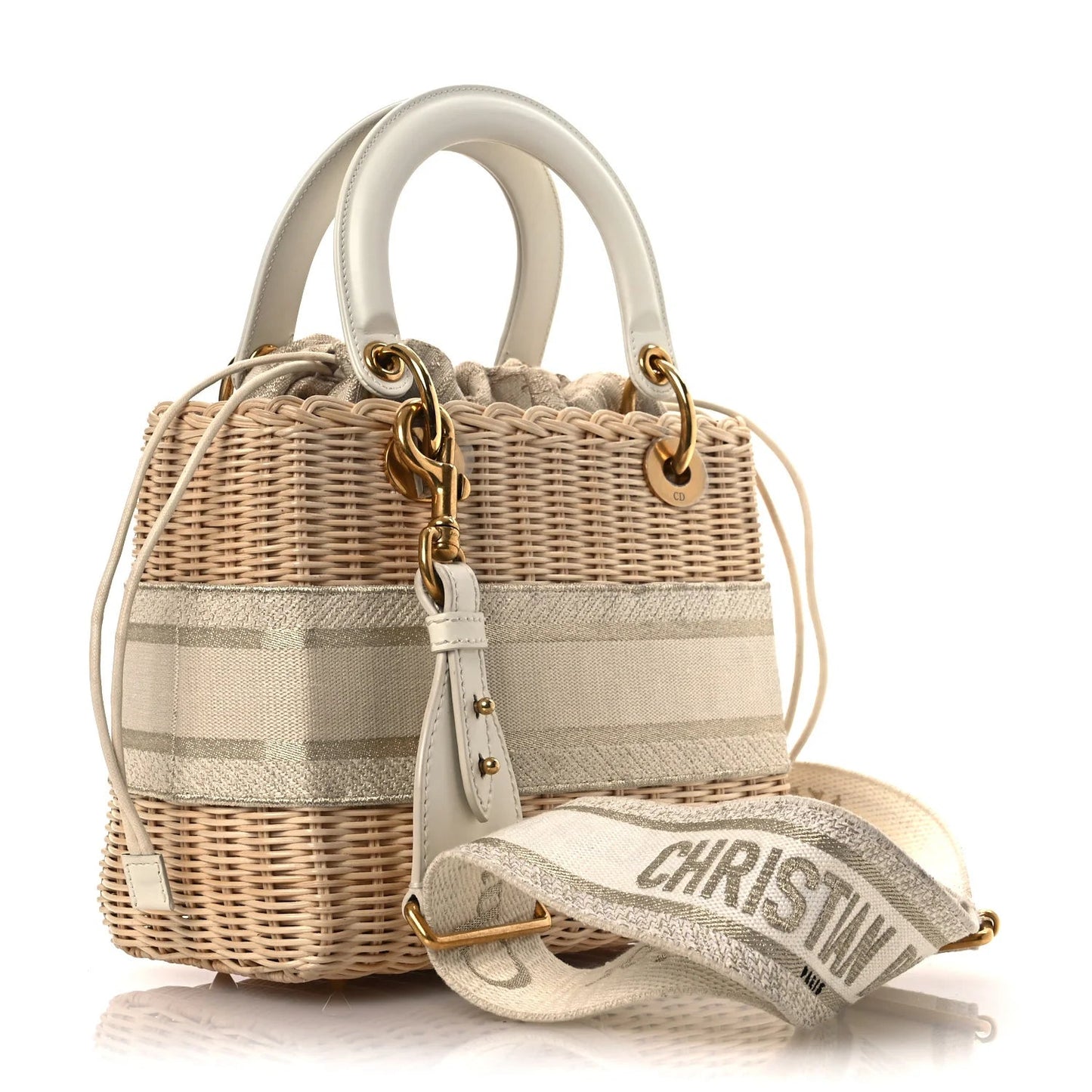 Wicker Oblique Medium Lady Dior Bag Beige