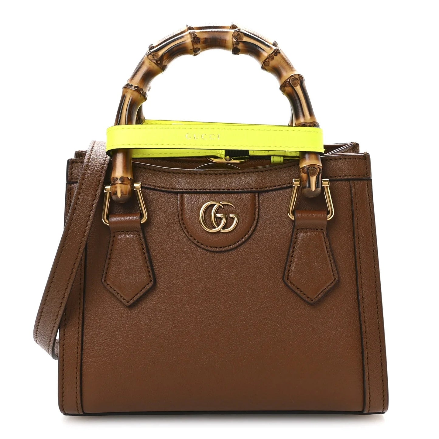 Wonka Grain Calfskin Mini Diana Tote Bag Cuir Yellow Fluo