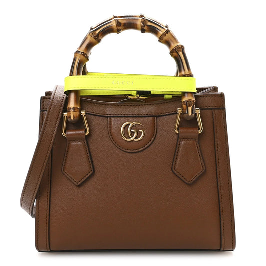 Wonka Grain Calfskin Mini Diana Tote Bag Cuir Yellow Fluo