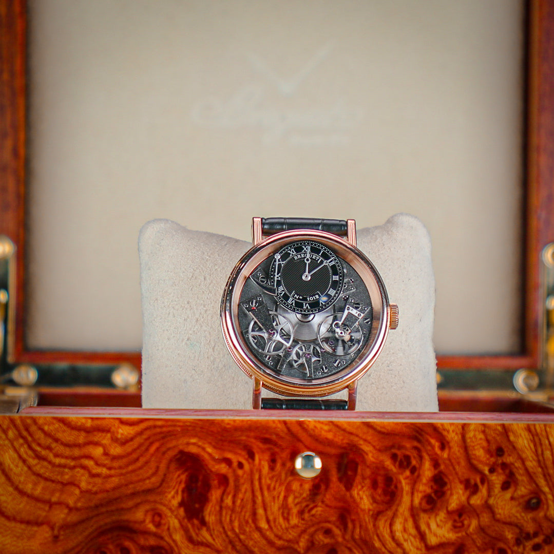 Breguet Tradition 40 mm Black Dial 18k Rose Gold Black Leather Strap 7057BR/G9/9W6