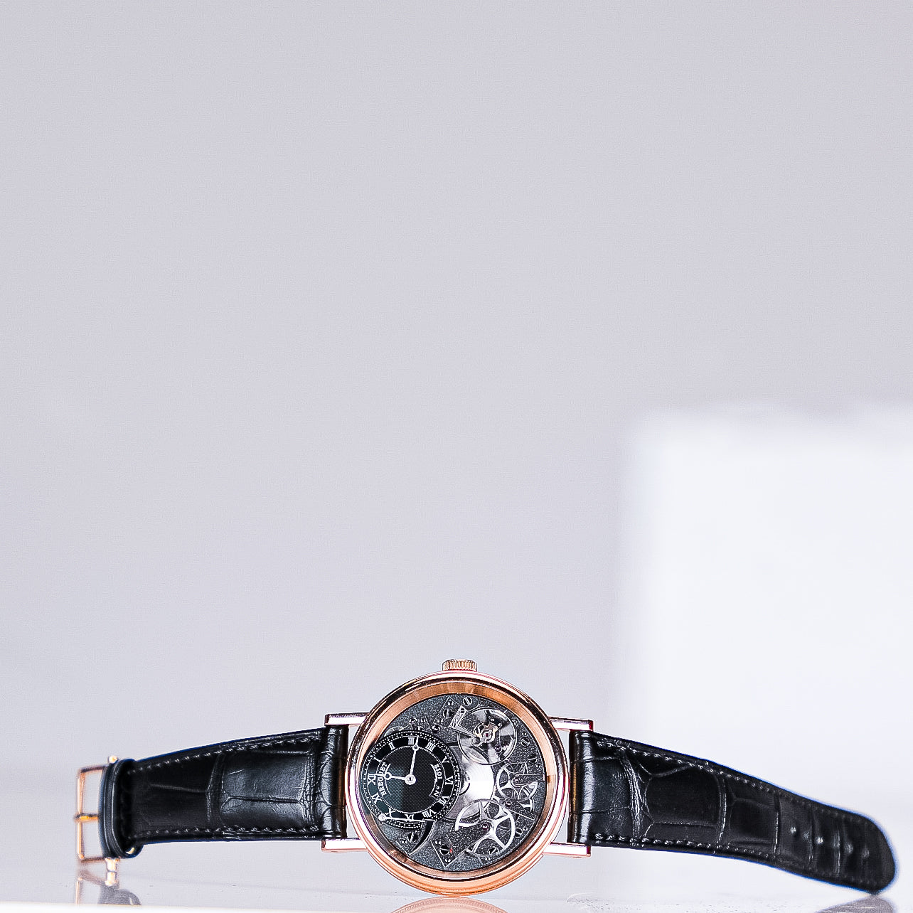 Breguet Tradition 40 mm Black Dial 18k Rose Gold Black Leather Strap 7057BR/G9/9W6