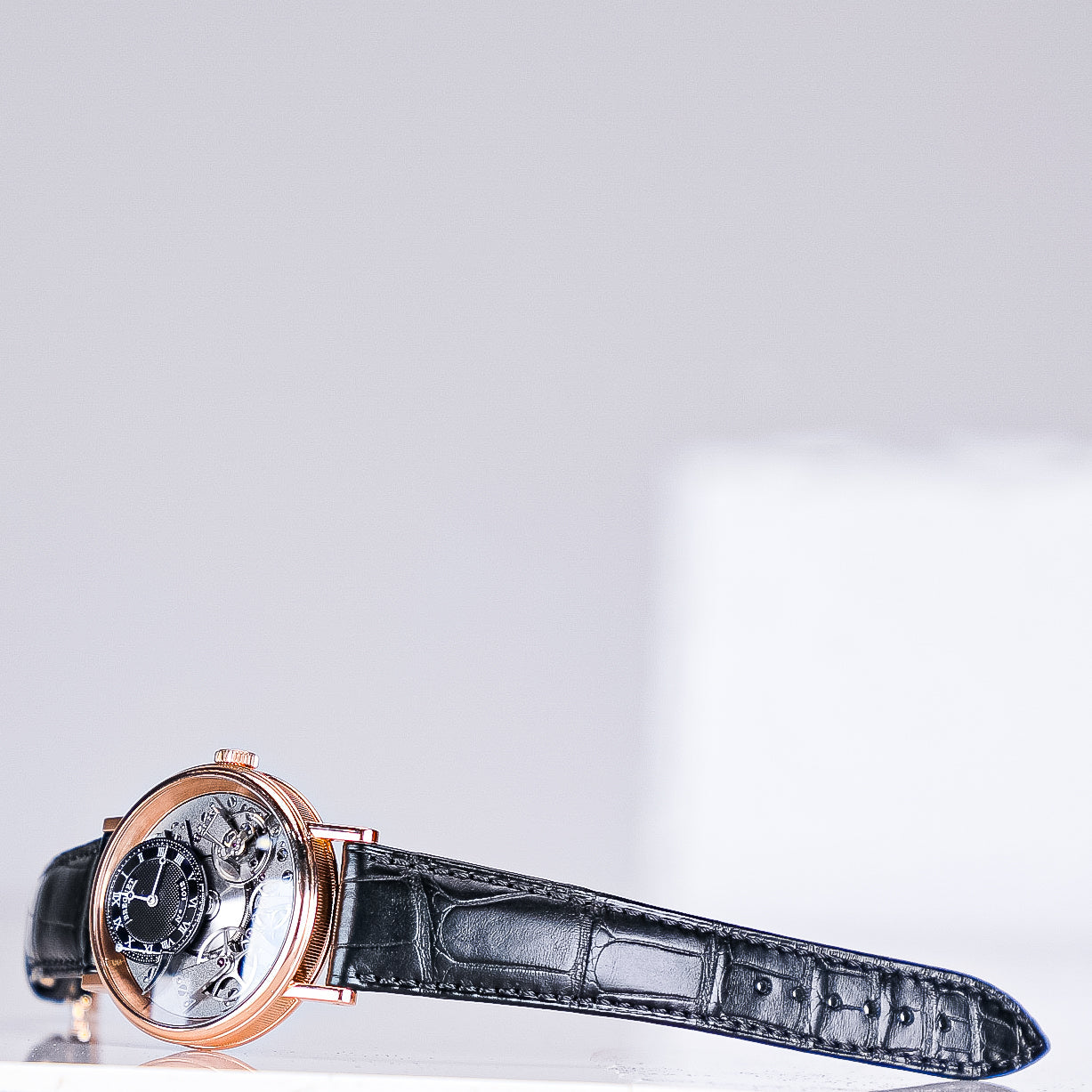 Breguet Tradition 40 mm Black Dial 18k Rose Gold Black Leather Strap 7057BR/G9/9W6