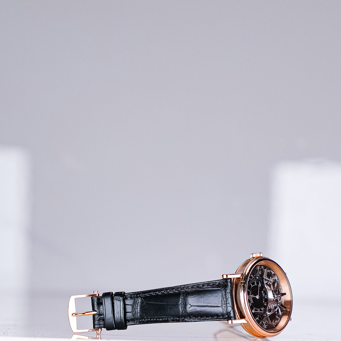 Breguet Tradition 40 mm Black Dial 18k Rose Gold Black Leather Strap 7057BR/G9/9W6