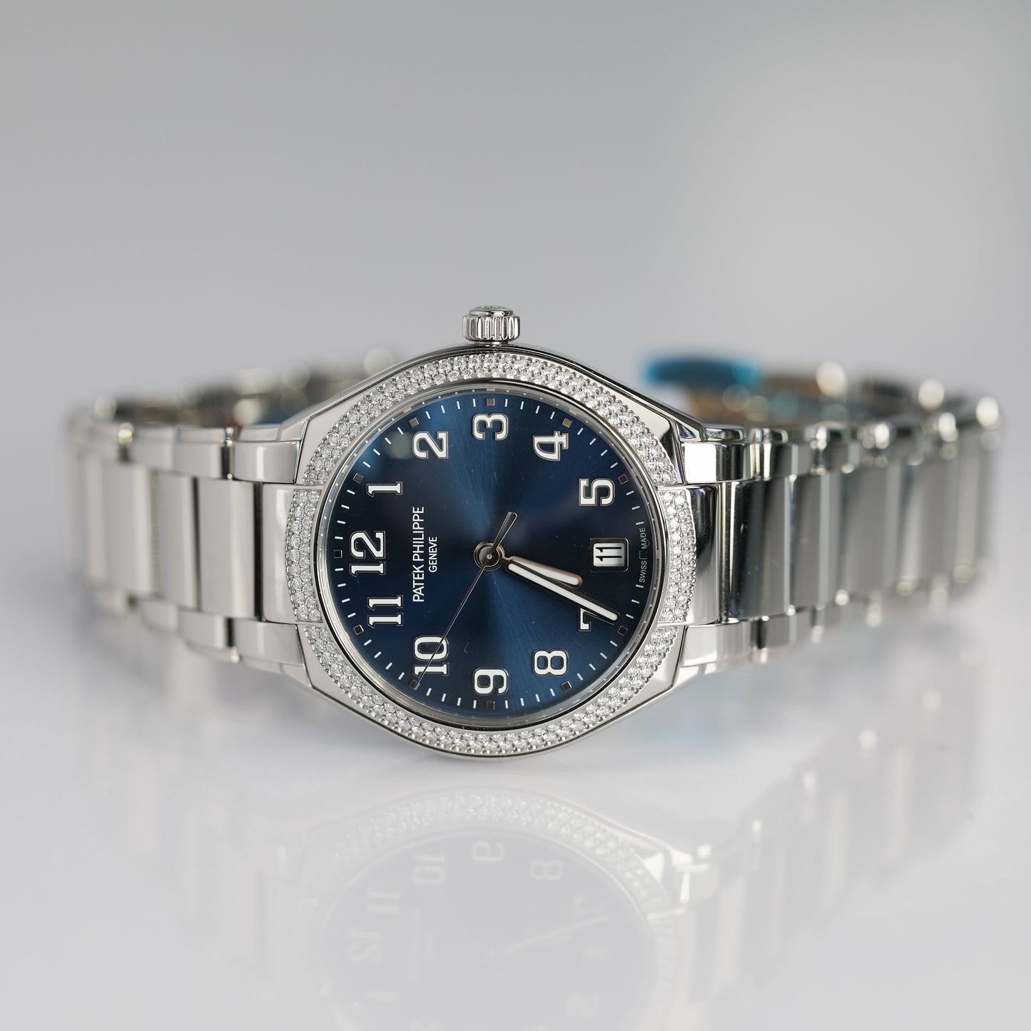 Patek Philippe Twenty~4 36 mm Blue Dial with Diamonds Stainless Steel Bracelet 7300/1200A-001