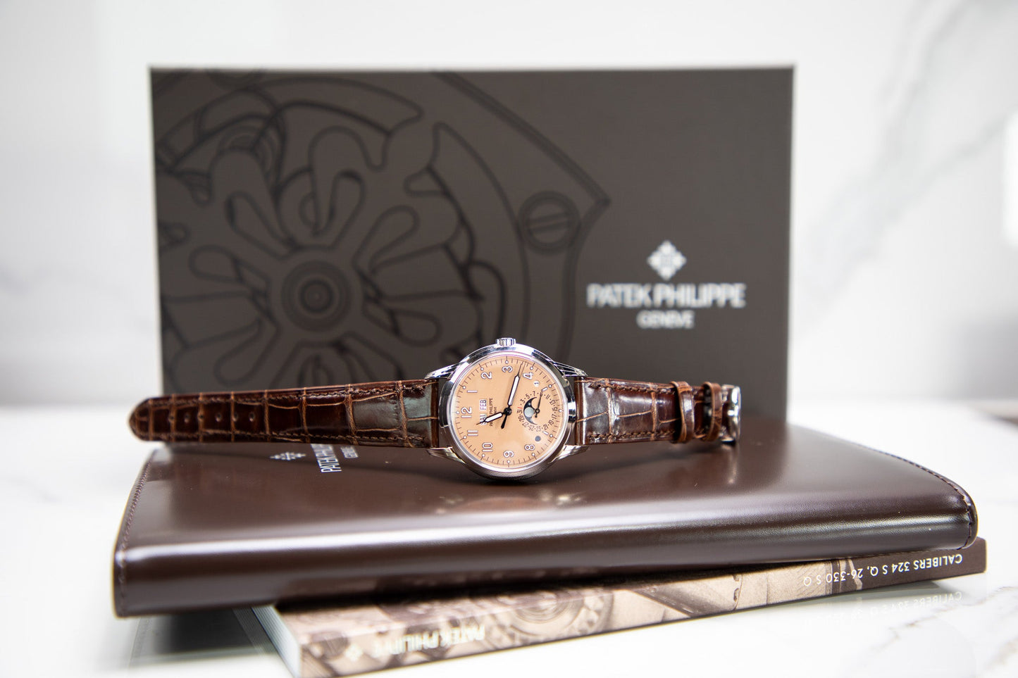 Patek Philippe Grand Complications 40 mm Salmon Dial White Gold   Leather Strap 5320G-011