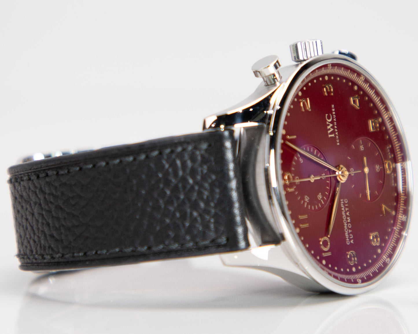 IWC Schaffhausen Portugieser Chronograph Year of the Dragon 41 mm Red Dial Stainless Steel Black   Strap IW371629