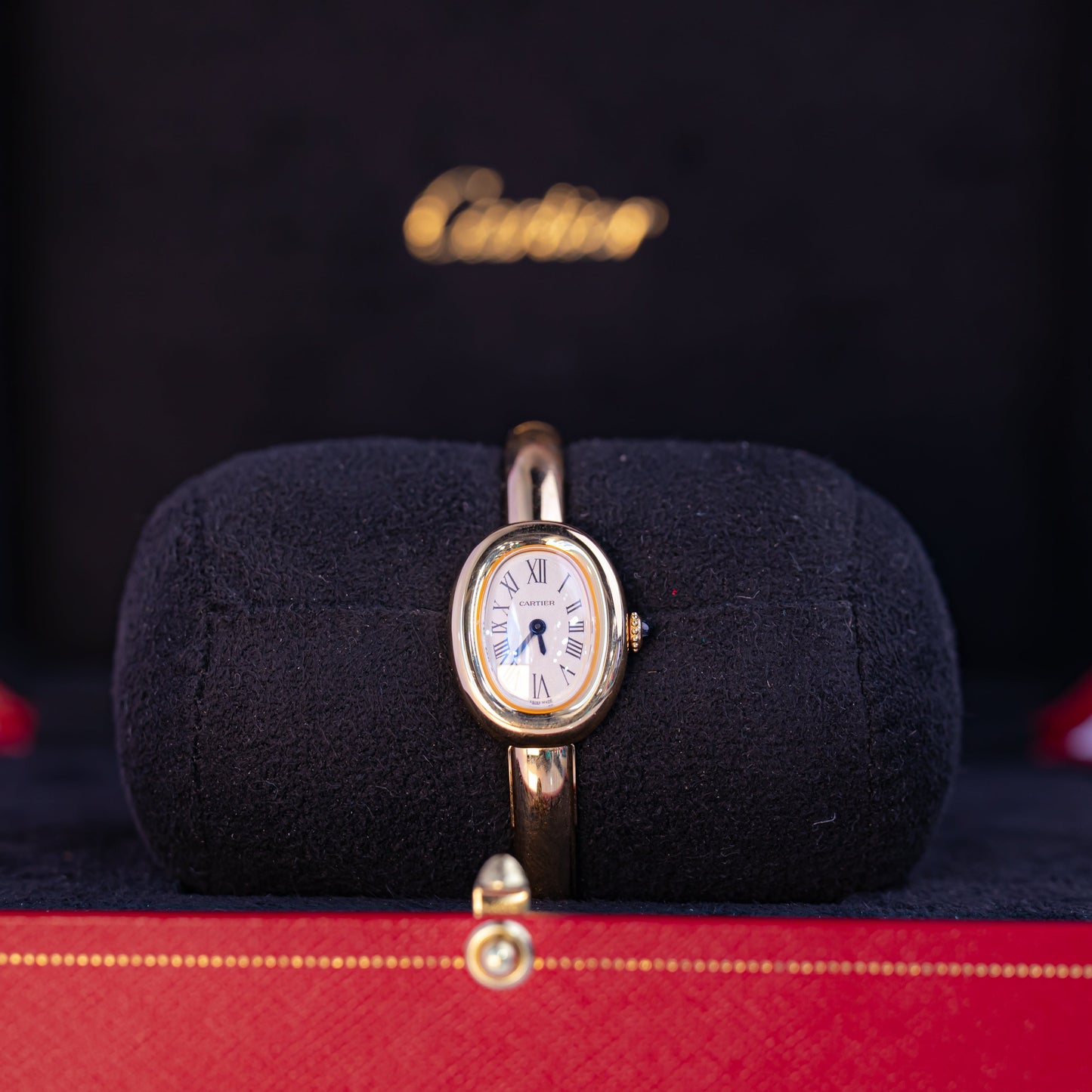 Cartier Baignoire Mini 18k Yellow Gold Silver Dial Bracelet WGBA0045