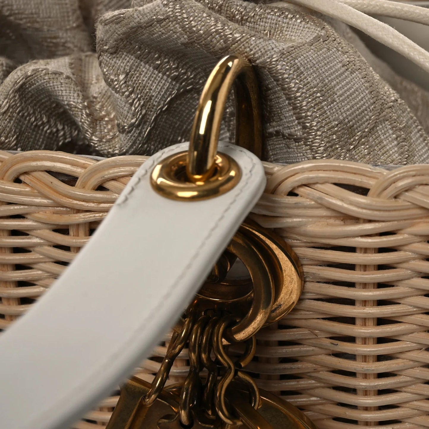 Wicker Oblique Medium Lady Dior Bag Beige