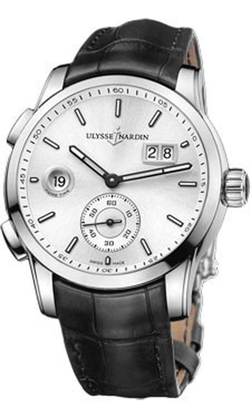 '- Dual Time Manufacture - Stainless Steel - Leather Strap