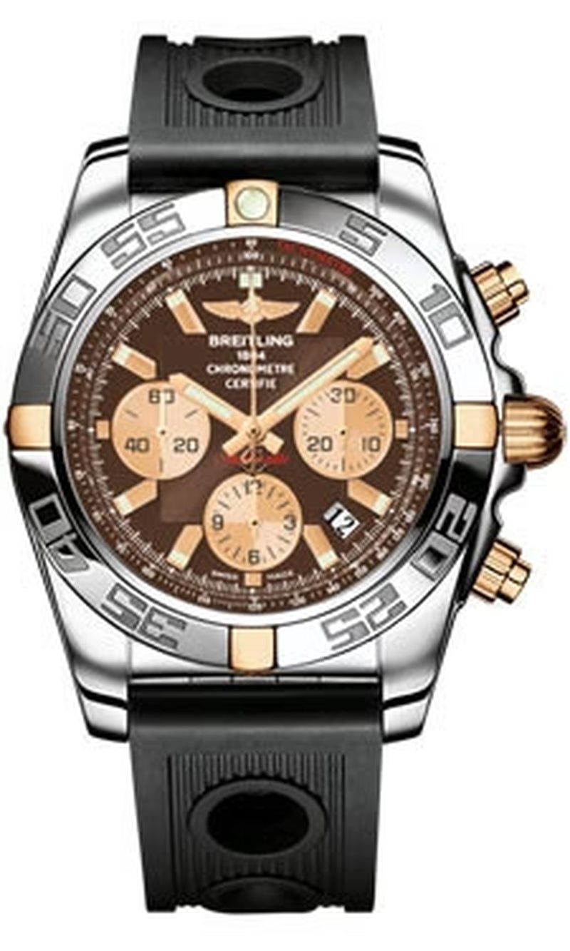 '- Chronomat 44 Steel and Rose Gold Polished Bezel - Ocean Racer Strap