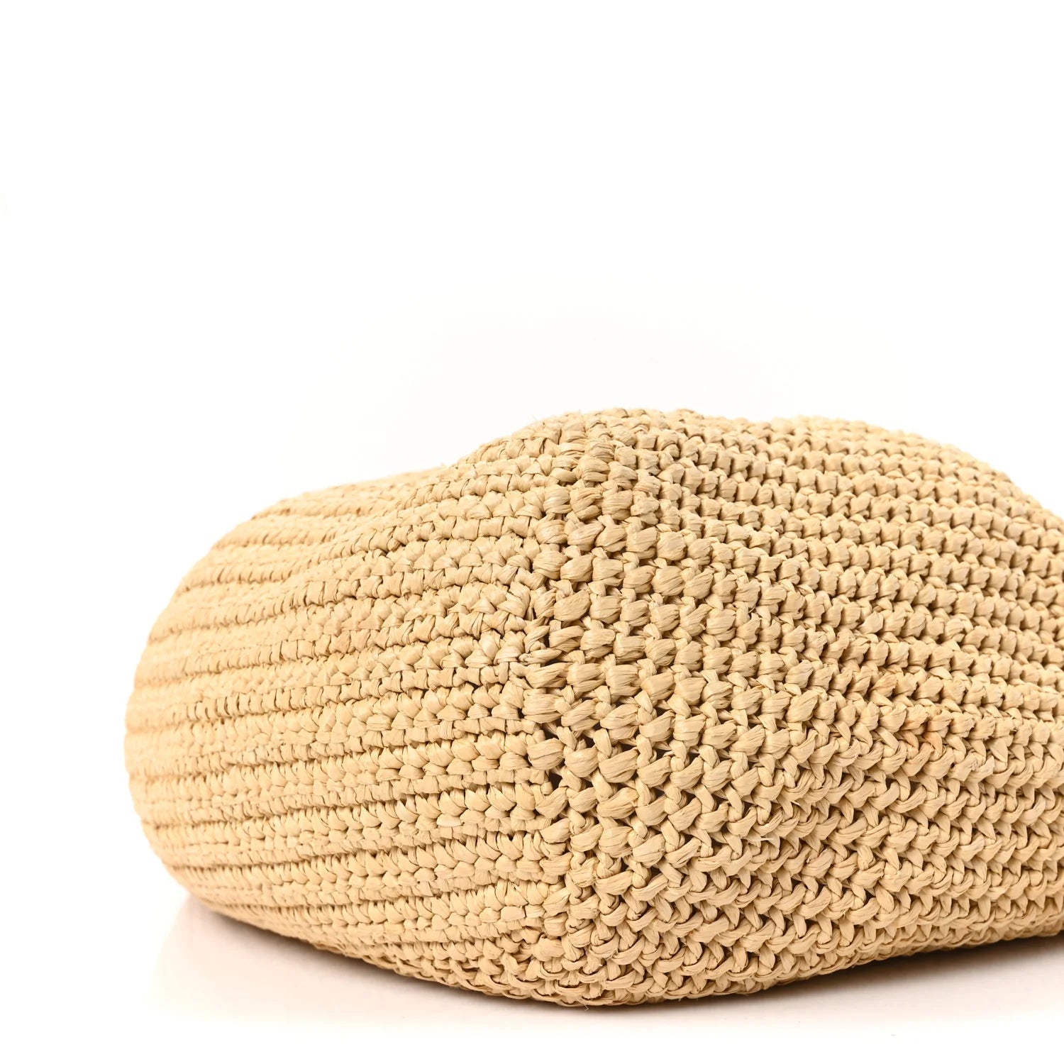 Yarn Raffia Effect Crochet Embroidered Logo Tote Naturale