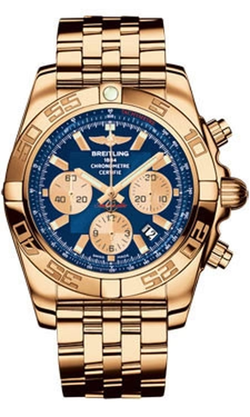 '- Chronomat 44 Rose Gold Polished Bezel - Pilot Bracelet