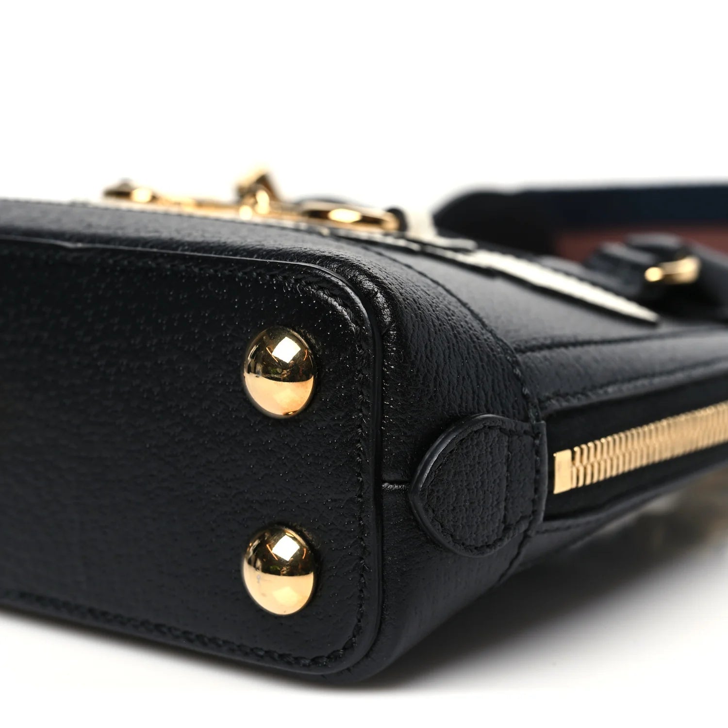 X adidas Textured Dollar Calfskin Web Trefoil Mini Horsebit 1955 Top Handle Bag Black off White