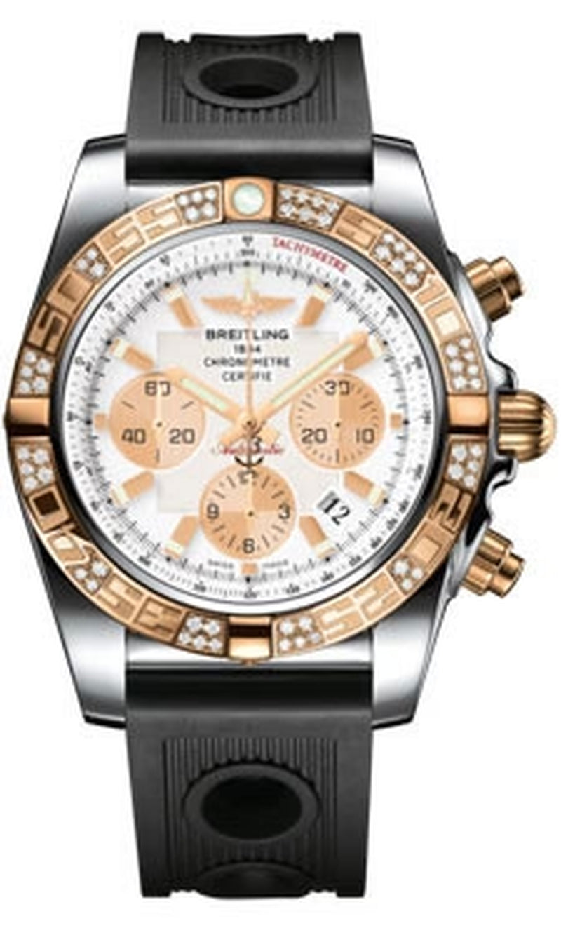 '- Chronomat 44 Steel and Rose Gold 60 Diamond Bezel - Ocean Racer Strap