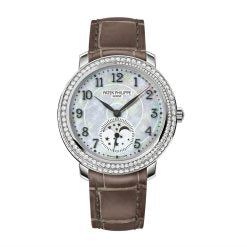 Patek Philippe Complications Moon Phase 33.3mm White Mother of Pearl Dial White Gold 4968G-010