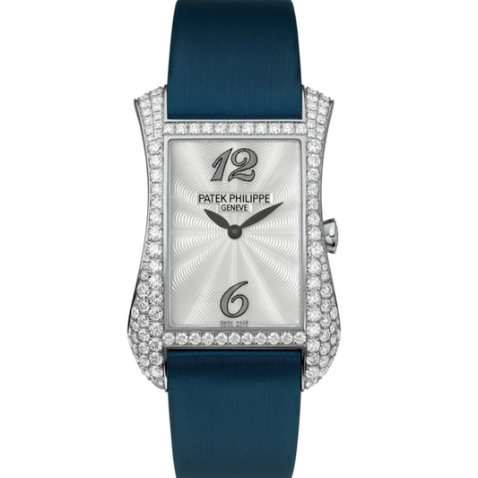 Patek Philippe 4972G-001 Gondolo 27.4mm x 39.7mm White Mother-Of-Pearl Guilloche Dial White Gold