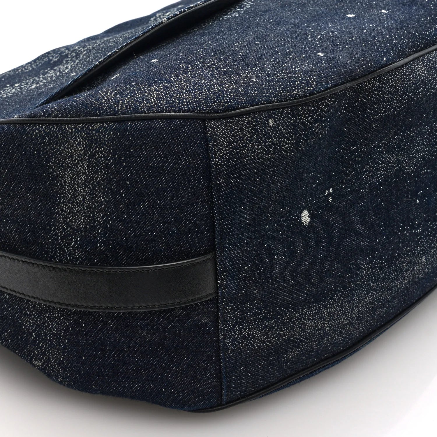 X PETER DOIG Denim Printed Saddle Soft Bag Black Multicolor