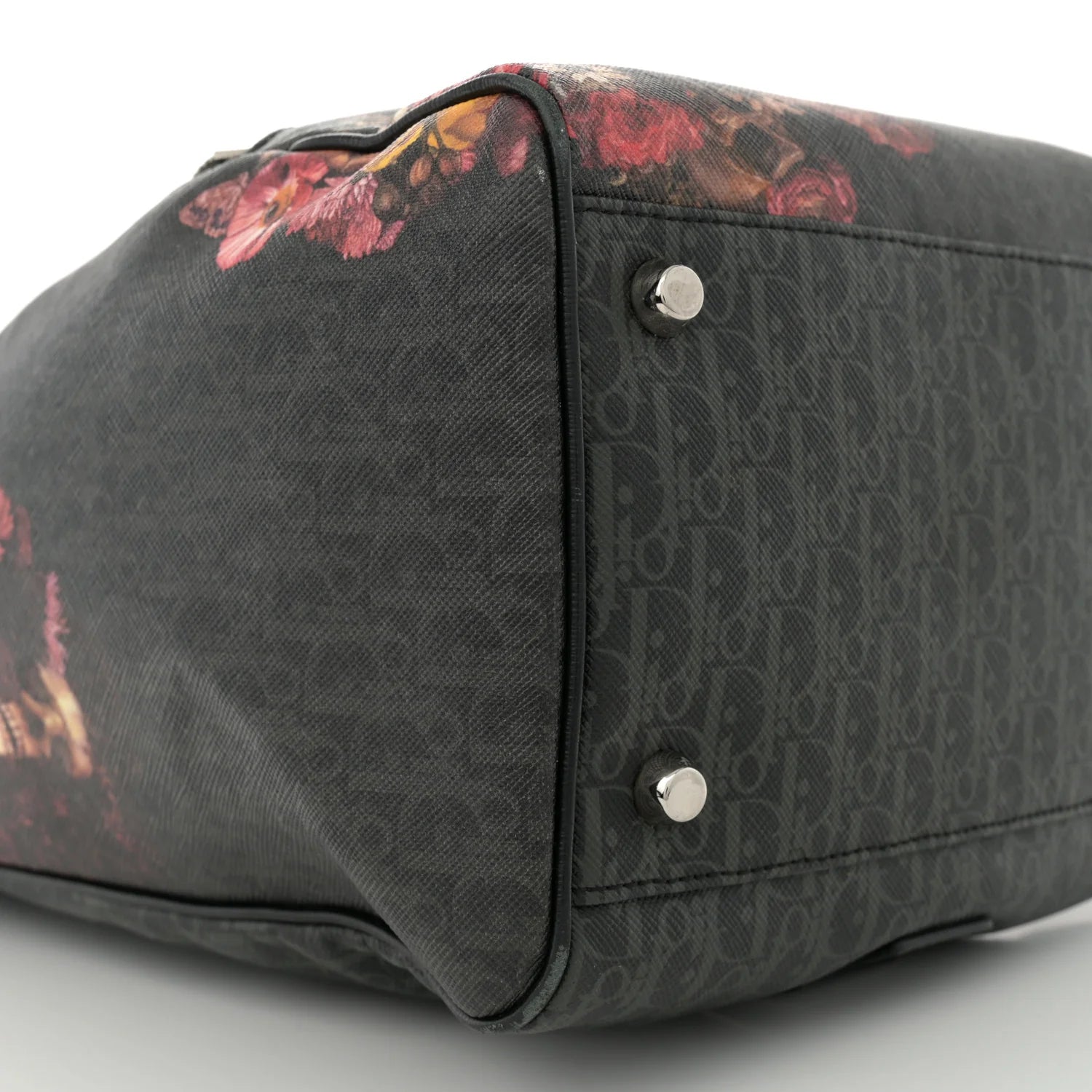 X Toru Kamei Coated Canvas Floral Skull Sling Backpack Grey Multicolor