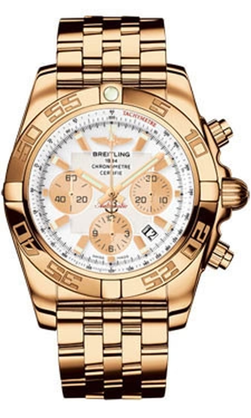 '- Chronomat 44 Rose Gold Polished Bezel - Pilot Bracelet