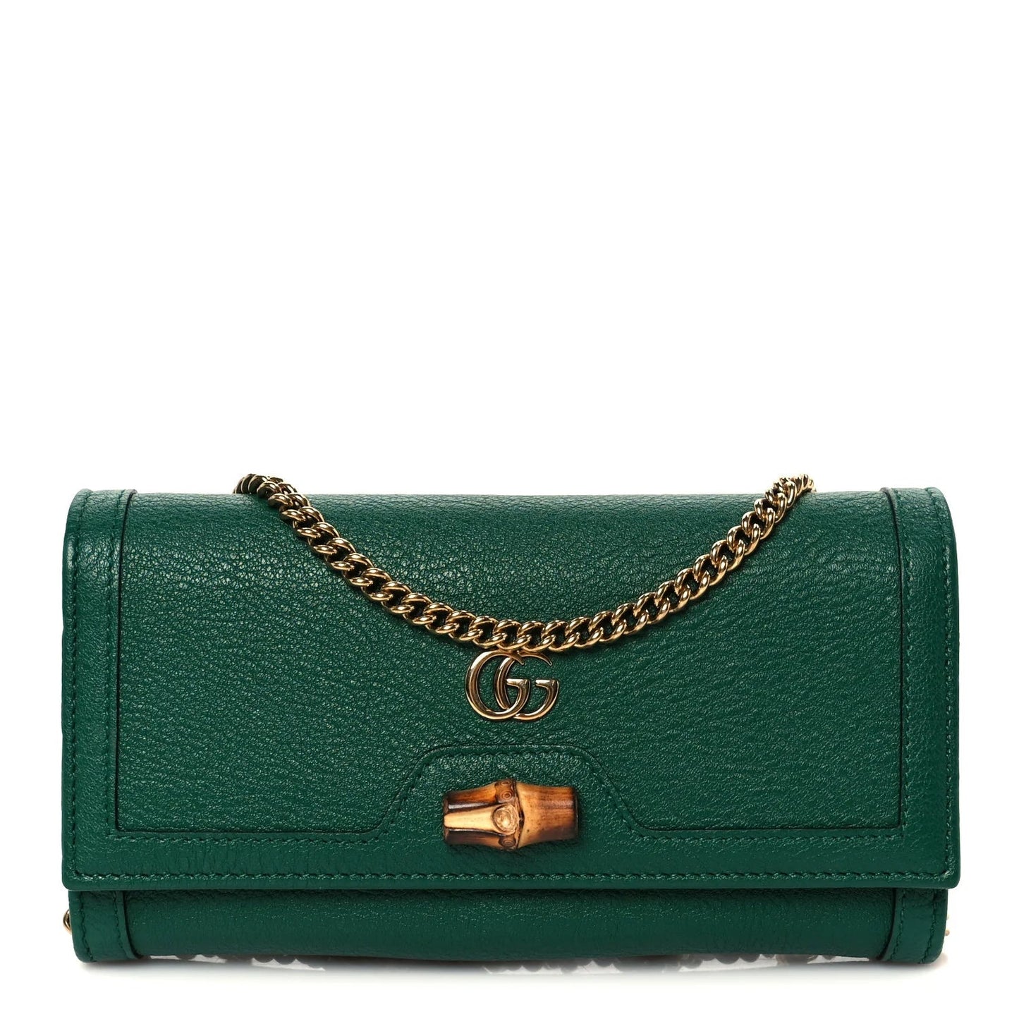 Wonka Grain Calfskin Diana Chain Wallet Black