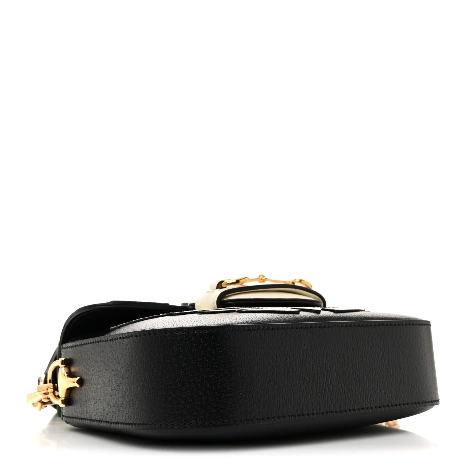 X adidas Textured Dollar Calfskin Web Trefoil Mini Horsebit 1955 Shoulder Bag Black off White