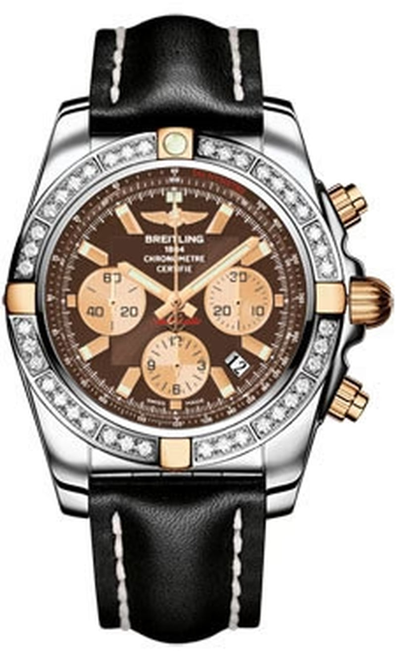 '- Chronomat 44 Two-Tone 40 Diamond Bezel - Leather Strap