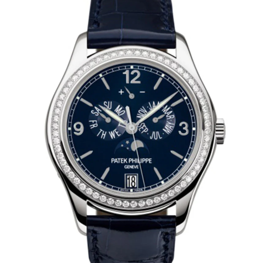 Patek Philippe 5147G-001 Complications Diamond Moon Phase 39mm Blue Dial White Gold