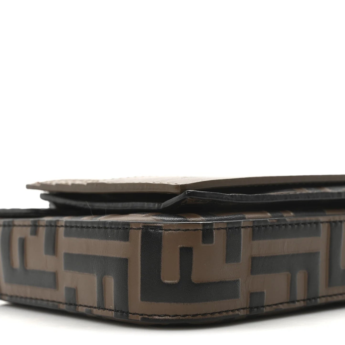 Vitello Soft F Is  Bi-Color FF 1974 Embossed Envelope Wallet on Chain with Pouches Maya Black