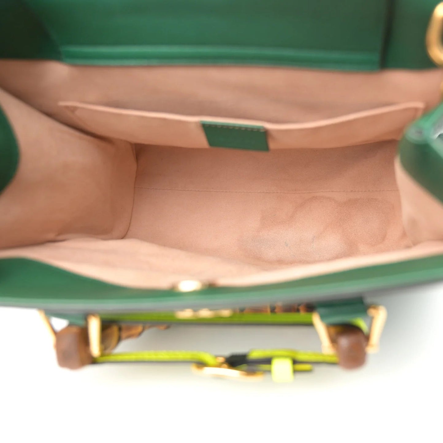 Wonka Grain Calfskin Small Diana Tote Bag Green Yellow Fluo