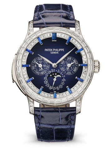 Patek Philippe Grand Complications Minute Repeater Perpetual Calendar Platinum Blue Black Gradient Dial Diamond Bezel 5374/300P-001