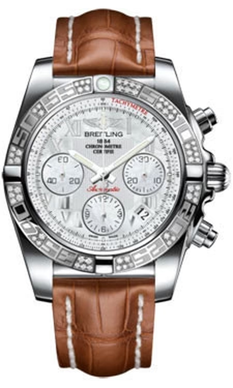 '- Chronomat 41 Steel Diamond Bezel - Croco Strap