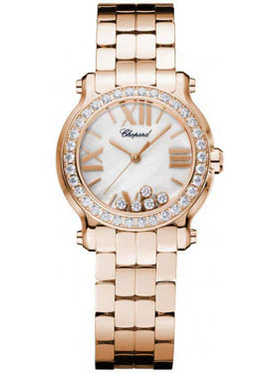 '- Happy Sport - round Mini - Rose Gold - Diamond Bezel