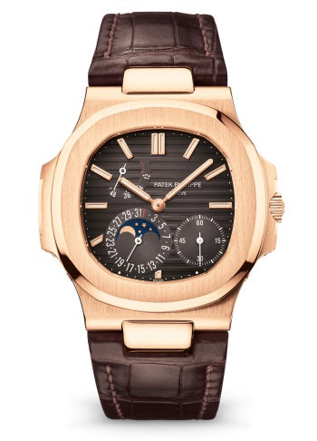 Patek Philippe Nautilus Moon Phases Rose Gold Black Brown Dial 5712R-001